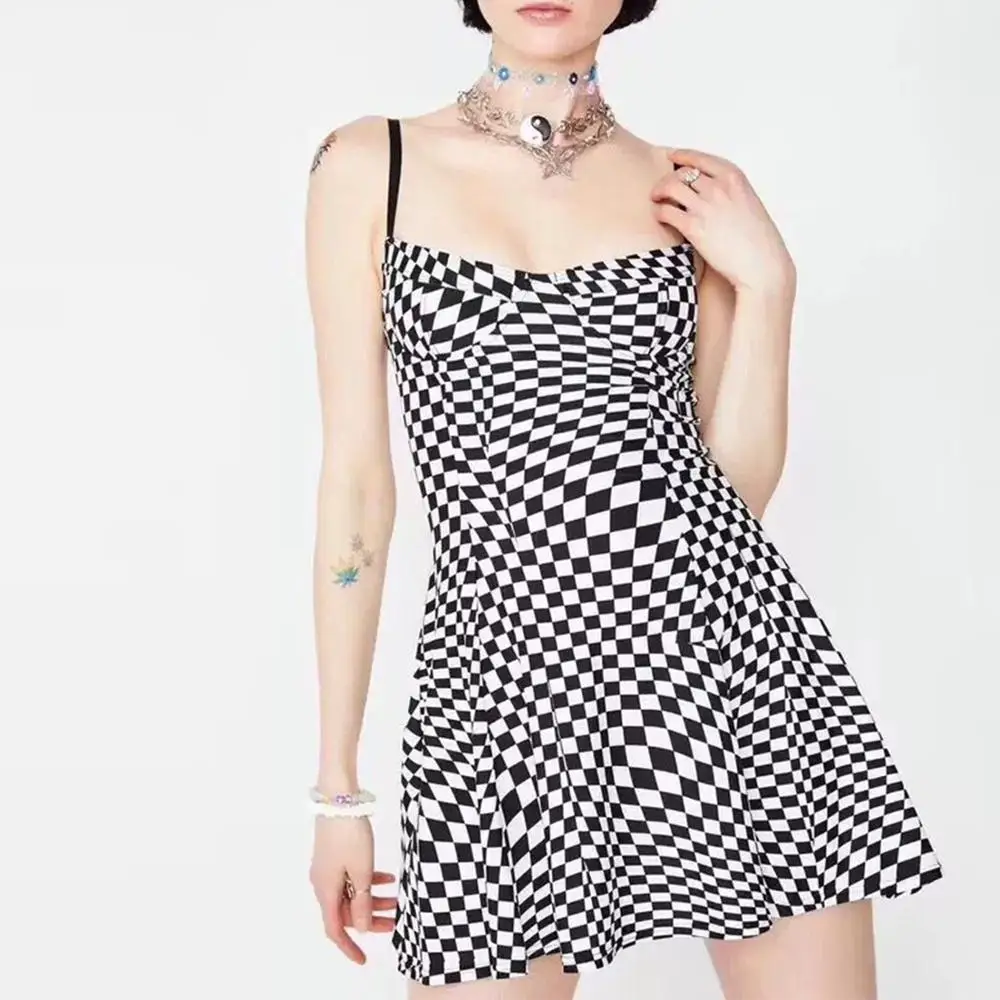 Summer sexy mini dress women asymmetric plaid print spaghetti straps off shoulder sleeveless Casual stylish dresses vestidos
Summer sexy mini dress women asymmetric plaid print spaghetti straps off shoulder sleeveless Casual stylish dresses vestidos