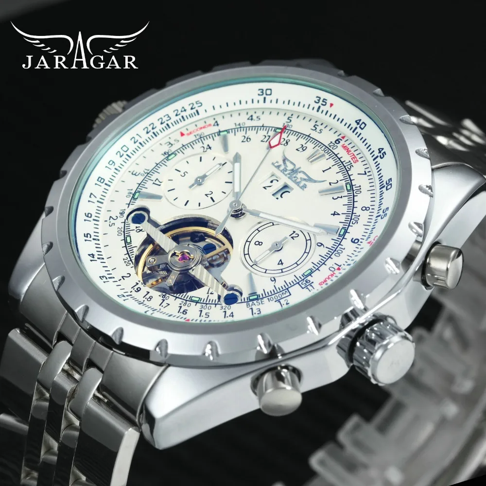 JARAGAR Top Brand Luxury Vintage Dress Auto Mechanical Tourbillon Watch Men Skeleton 2 Sub-dial Stainless Steel Strap Wristwatch
JARAGAR Top Brand Luxury Vintage Dress Auto Mechanical Tourbillon Watch Men Skeleton 2 Sub-dial Stainless Steel Strap Wristwatch