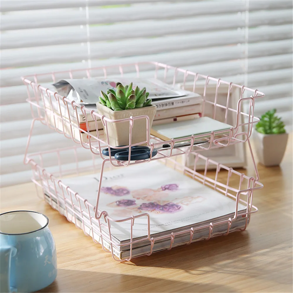 Dual Layer Pink Wrought Iron Stackable Storage Basket Home Desktop Cosmetics Finishing Basket Office Paper Organizer Cleave
Dual Layer Pink Wrought Iron Stackable Storage Basket Home Desktop Cosmetics Finishing Basket Office Paper Organizer Cleave