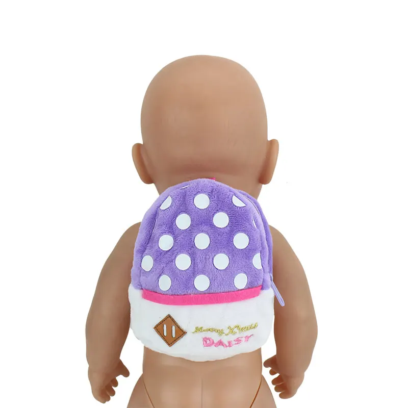 

New Fashion Backpack Doll accessories,Pink Grid The cushion Wear fit 43cm/17inch Baby Doll(only sell bag)