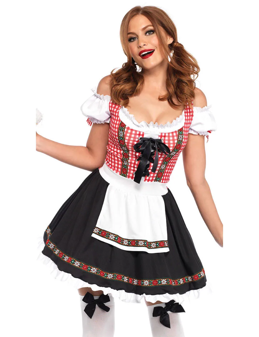 

Oktoberfest Costume German Bavarian Heidi Fancy Dress Up Dirndl Lederhosen Beer Girl Maid Costume