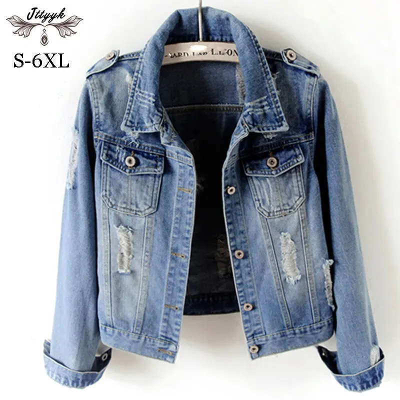 S-6XL Plus Size Spring Autumn Denim Jacket Women 2019 Slim Cotton Outwear Light Washed Jeans Short Jacket Coat casaco feminino
S-6XL Plus Size Spring Autumn Denim Jacket Women 2019 Slim Cotton Outwear Light Washed Jeans Short Jacket Coat casaco feminino