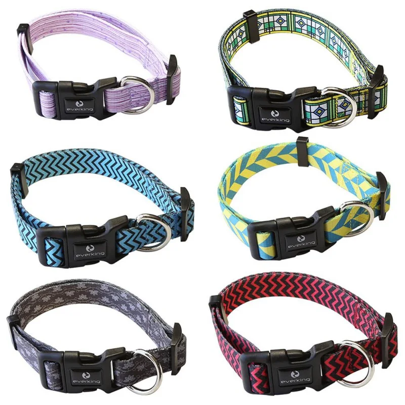 Dog Collar Pet Polyester Reflective Colorful Fashion Printed Collar with Leash Ring Dog Travel Night Walking Accessories
Dog Collar Pet Polyester Reflective Colorful Fashion Printed Collar with Leash Ring Dog Travel Night Walking Accessories