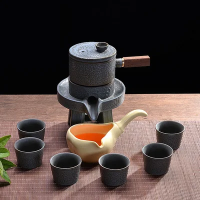 Creative Coarse ceramic Teapot Teacup Full Semi-automatic Tea Set Retro Japanese Stone Mill Lazy Kung Fu Tea Set Household
Creative Coarse ceramic Teapot Teacup Full Semi-automatic Tea Set Retro Japanese Stone Mill Lazy Kung Fu Tea Set Household