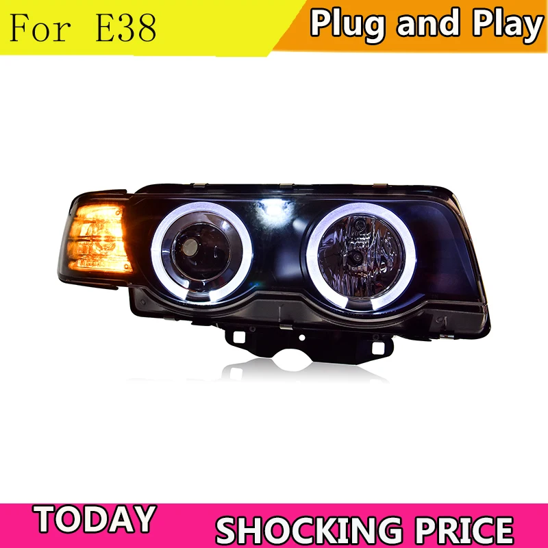 

doxa Car Styling for BMW E38 Headlights 1998-2002 E38 LED Headlight DRL Bi Xenon Lens High Low Beam Parking HID Fog Lamp