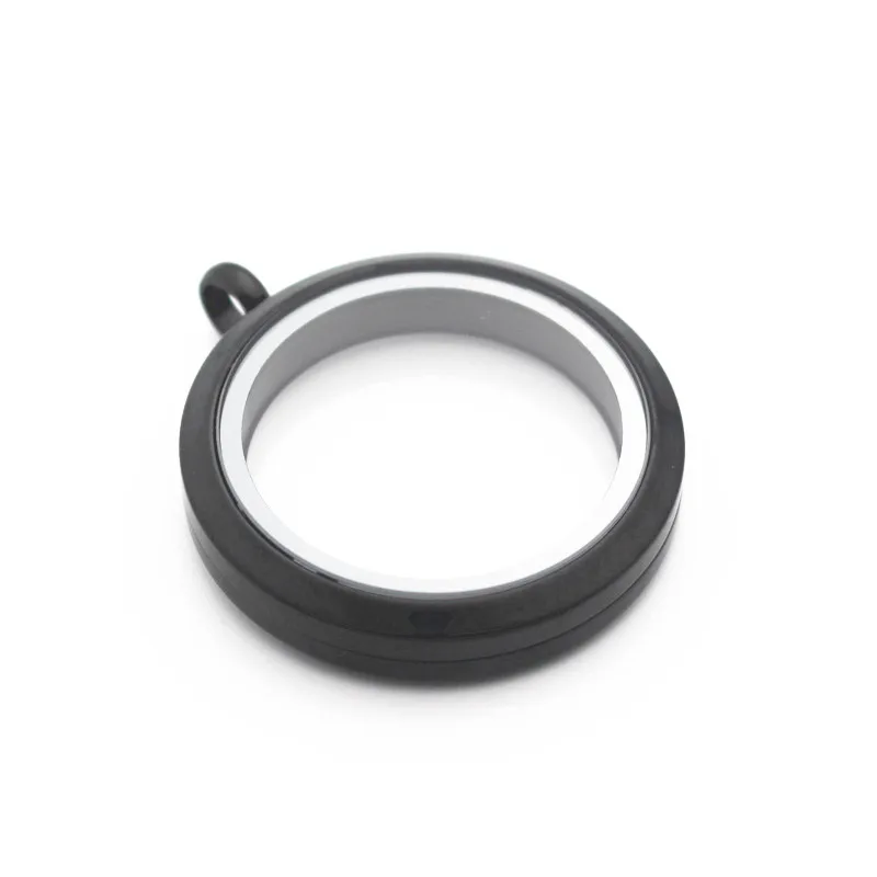 Newest 30mm Stainless Steel Twist Floating Locket Necklace Round Black Sparkles Screw Open Glass Memory | Украшения и аксессуары