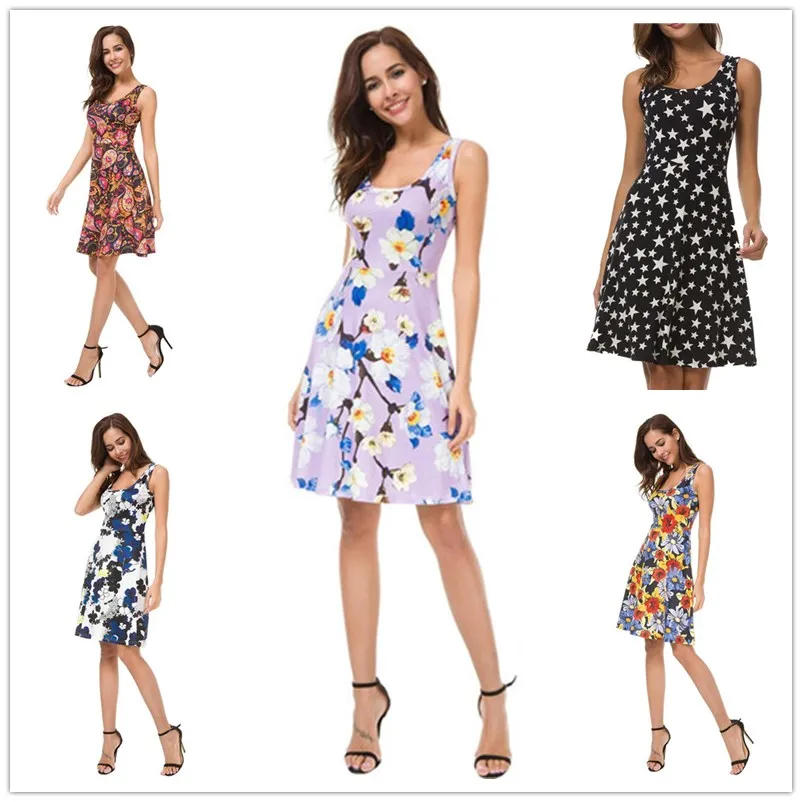Female Floral Print Dress 2019 Summer Women Dress Casual O-Neck Sleeveless Dresses Sexy Slim Mini Tank Beach Dresses Vestidos
Female Floral Print Dress 2019 Summer Women Dress Casual O-Neck Sleeveless Dresses Sexy Slim Mini Tank Beach Dresses Vestidos