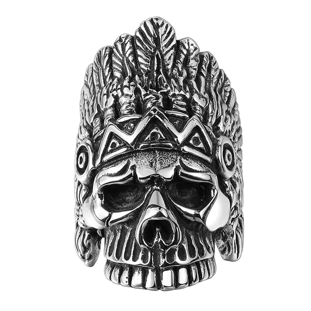 Stainless Steel Punk Ancient Maya mysterious chief skull Ring Big Size rings Large Men's Antique For Seal men Rock men Jewelry
Stainless Steel Punk Ancient Maya mysterious chief skull Ring Big Size rings Large Men's Antique For Seal men Rock men Jewelry