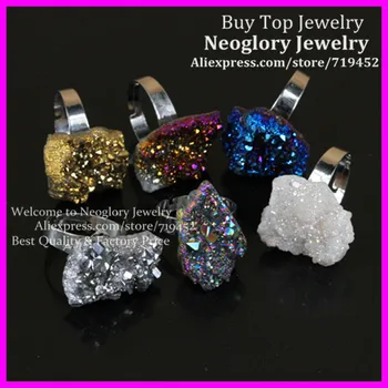 6pcs Mixed Rainbow Titanium druzy Ring Silver Bezel Ring Unique Semi Precious Crystal Quartz Druzy Ring Gems Drusy Glass Ring
6pcs Mixed Rainbow Titanium druzy Ring Silver Bezel Ring Unique Semi Precious Crystal Quartz Druzy Ring Gems Drusy Glass Ring