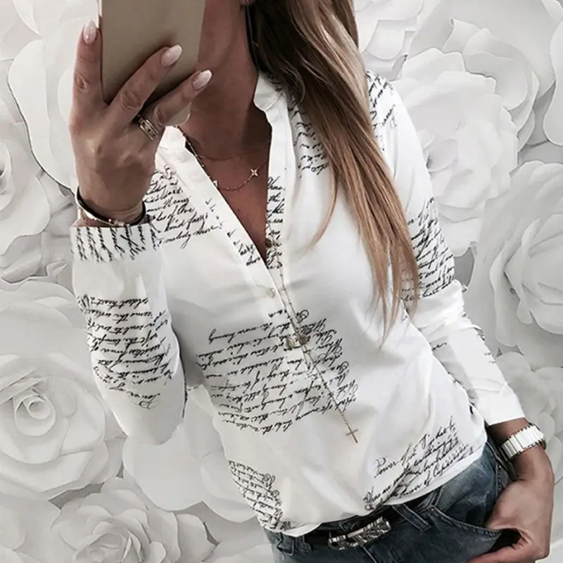 Sexy V Neck Women Tops And Blouses Casual Tee Shirts Autumn Women Chiffon Blouse Letter Print Shirts
Sexy V Neck Women Tops And Blouses Casual Tee Shirts Autumn Women Chiffon Blouse Letter Print Shirts