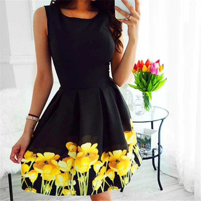 Womens Fashion Summer Dress Black Floral Printed Dress Women Casual Strappy Dresses Ladies Floral Holiday Beach Elegant Dresses
Womens Fashion Summer Dress Black Floral Printed Dress Women Casual Strappy Dresses Ladies Floral Holiday Beach Elegant Dresses