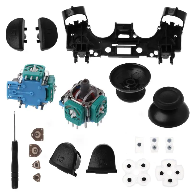 Analog Joysticks L2 L1 R1 R2 Trigger Buttons 3D Rods Squeeze Cap Screwdriver Conductive Rubber for Sony Playstation 4 PS4
Analog Joysticks L2 L1 R1 R2 Trigger Buttons 3D Rods Squeeze Cap Screwdriver Conductive Rubber for Sony Playstation 4 PS4