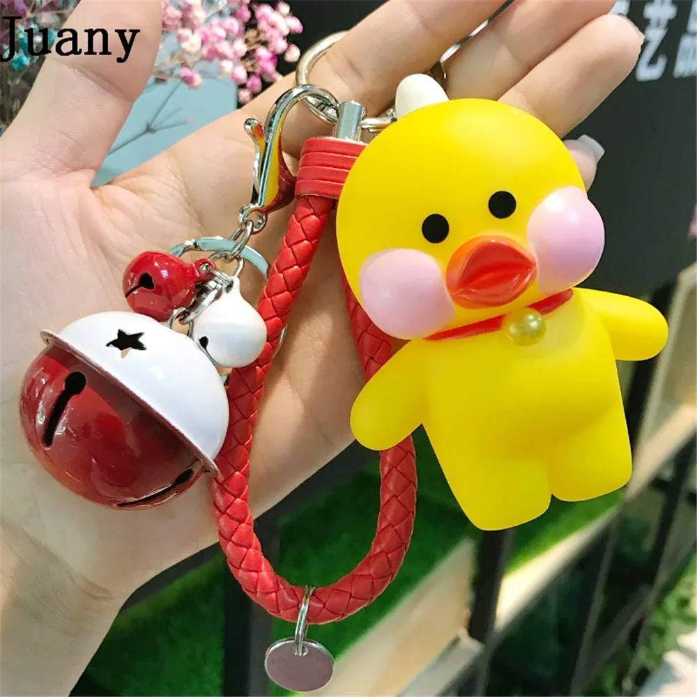Juany duck key chain key ring pom gift for women girl bag pendant charm key ring 5