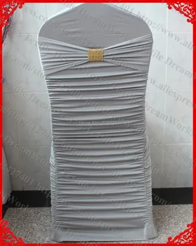 NO.16 Light Silver Ruffled Lycra Chair Covers With Lycra Band And Gold Diamond Mesh Buckle For Wedding Decoration & Party
NO.16 Light Silver Ruffled Lycra Chair Covers With Lycra Band And Gold Diamond Mesh Buckle For Wedding Decoration & Party