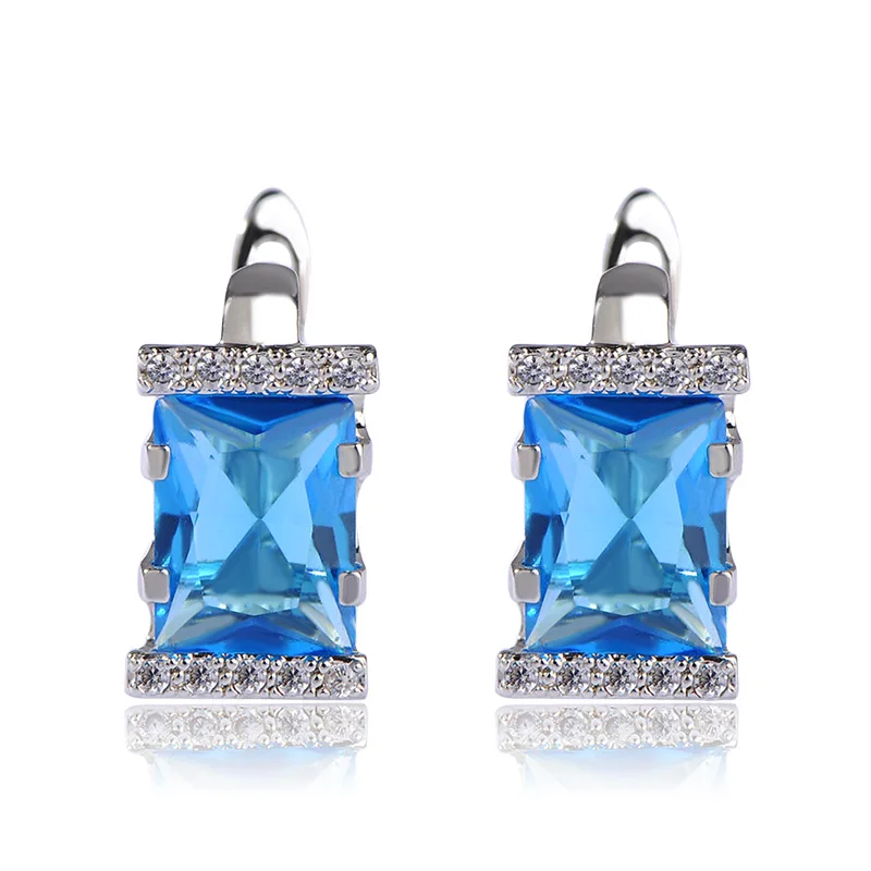 Copper Jewelry Square Blue Earrings Prong Setting Cubic Zirconia Ear Stud Aretes Brincos Grandes Para Mulheres Pendientes
Copper Jewelry Square Blue Earrings Prong Setting Cubic Zirconia Ear Stud Aretes Brincos Grandes Para Mulheres Pendientes