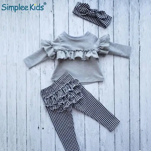 Simplee Kids Toddler Kids Baby Girl clothes Ruffle long sleeve Tops + plaid Pants Leggings +headband 3Pcs Outfits Clothes set
Simplee Kids Toddler Kids Baby Girl clothes Ruffle long sleeve Tops + plaid Pants Leggings +headband 3Pcs Outfits Clothes set