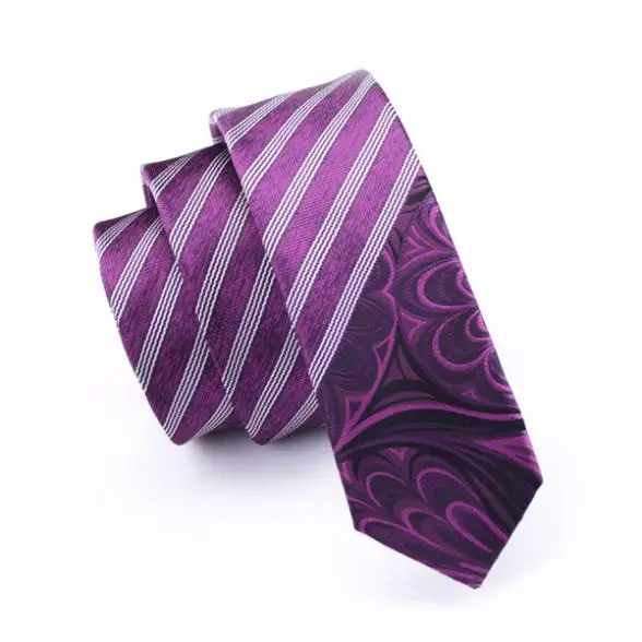 2018 Fashion Purple Slim Tie Striped Skinny Narrow Gravata Silk Ties For Men Wedding Party Groom Necktie Man HH-215 | Аксессуары для