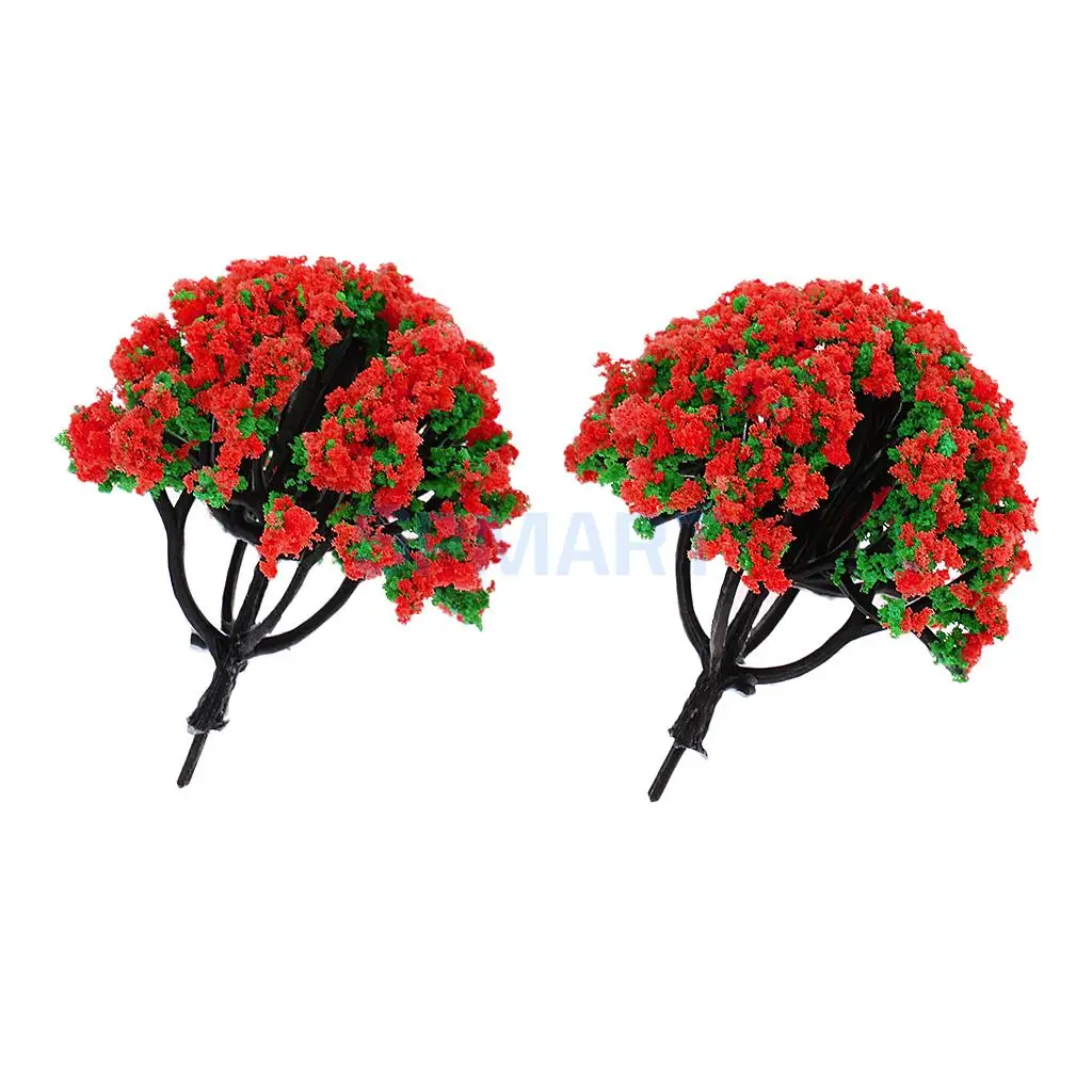 10pcs 1/200 Train Railroad Scene Scenery Landscape Model Trees Green HO Scale with Flowers Model Building Kits