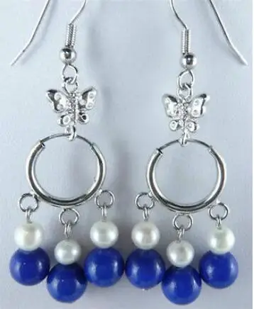 Free Shipping >> new hot 7-8mm White Akoya Pearl & Lapis Lazuli Earring AAA 
Free Shipping >> new hot 7-8mm White Akoya Pearl & Lapis Lazuli Earring AAA