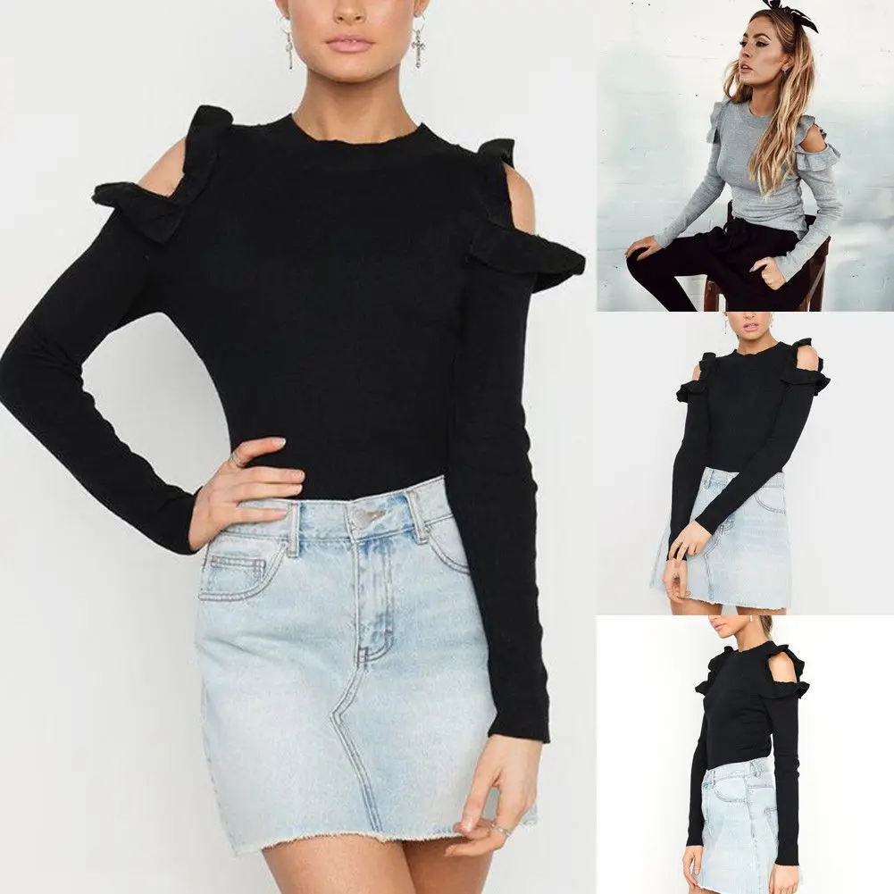 2018 Summer new style Fashion Women Slim Open Shoulder Long Sleeve Ruffle Blouse Off Shoulder Knitted Tees
2018 Summer new style Fashion Women Slim Open Shoulder Long Sleeve Ruffle Blouse Off Shoulder Knitted Tees