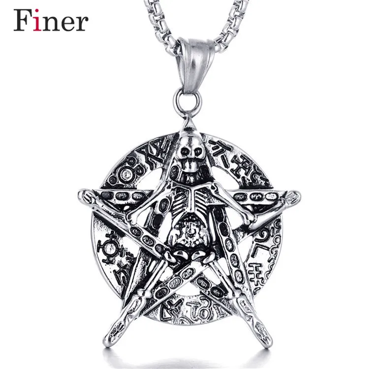 1 Pcs Gothic Skeleton Pentagram Stars Pendant Necklaces Tibetan Silver Retro Skull Charms Fashion Jewelry Gift New Wiccan Pagan
1 Pcs Gothic Skeleton Pentagram Stars Pendant Necklaces Tibetan Silver Retro Skull Charms Fashion Jewelry Gift New Wiccan Pagan