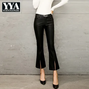 New Fashion Sexy Mid Waist PU Pants Womens 2019 Autumn Winter Sashes Faux Leather Trousers Ladies Skinny Slim Black Flare Pants
New Fashion Sexy Mid Waist PU Pants Womens 2019 Autumn Winter Sashes Faux Leather Trousers Ladies Skinny Slim Black Flare Pants