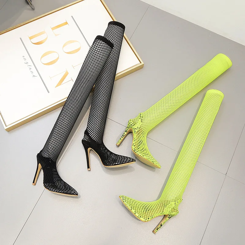 2019 Women Thigh High Summer Boots Mesh Hollow Pointed Toe Thin High Heels Slip On Solid Sexy Nightclub Over Knee Boots
2019 Women Thigh High Summer Boots Mesh Hollow Pointed Toe Thin High Heels Slip On Solid Sexy Nightclub Over Knee Boots