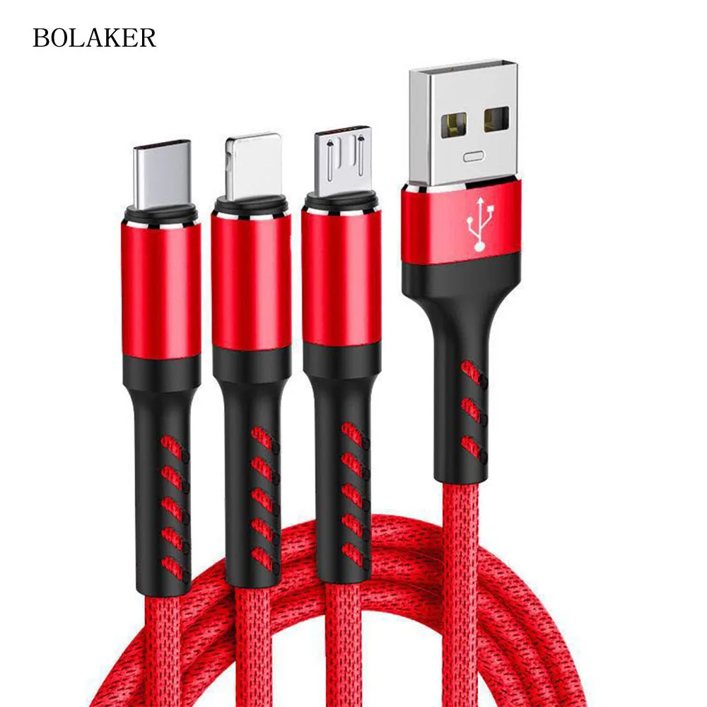 BOLAKER three-in-one multi-connector USB charger for iphone type-c android fast charging line data cable
BOLAKER three-in-one multi-connector USB charger for iphone type-c android fast charging line data cable