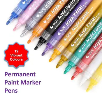 Acrylic Paint Marker Pens for Rock Painting, Set of 12 Colours, Medium point arts and crafts supplies
Acrylic Paint Marker Pens for Rock Painting, Set of 12 Colours, Medium point arts and crafts supplies