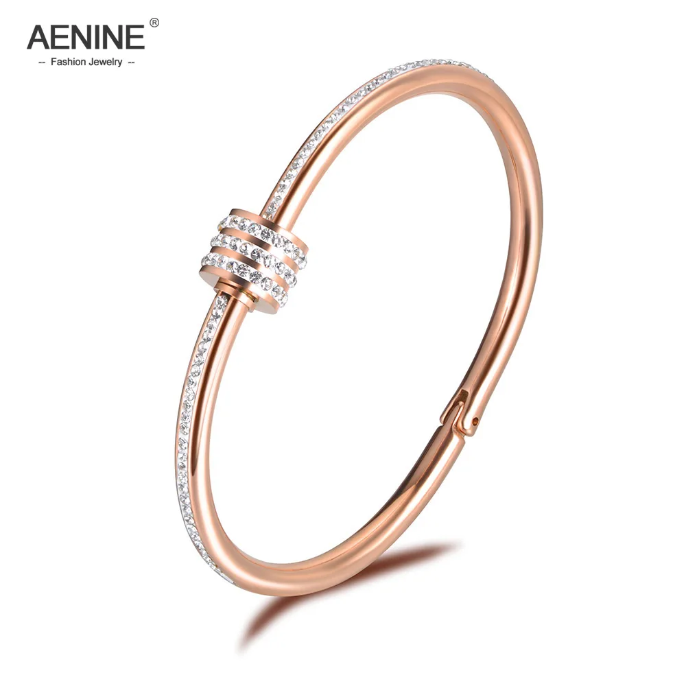 AENINE Stainless Steel Rotating Opening Cubic Zirconia Wedding Cuff Bangles Bracelet Lovers Jewelry Valentine's Day Gift AB18060
AENINE Stainless Steel Rotating Opening Cubic Zirconia Wedding Cuff Bangles Bracelet Lovers Jewelry Valentine's Day Gift AB18060