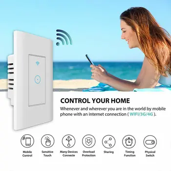 Smart WiFi Light Switch Panel Touch Wall Power App Remote Control Intellegent Switch Compatible for Amazon Alexa Google Home
Smart WiFi Light Switch Panel Touch Wall Power App Remote Control Intellegent Switch Compatible for Amazon Alexa Google Home