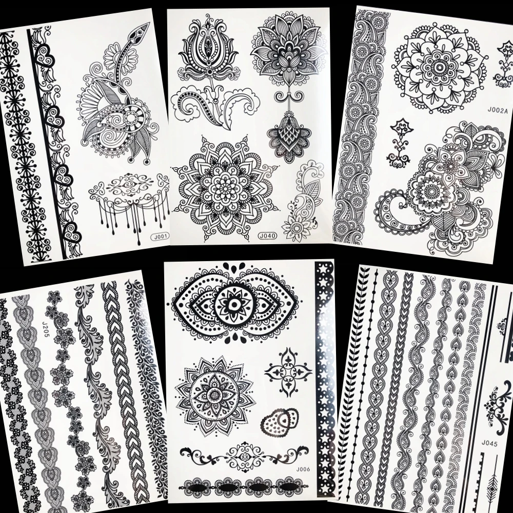Temporary Women Body Art Tattoo Sticker Black Henna Mandala Flower Fake Tattoo Chest Cosmetic Waterproof Tatoos Self Adhesive
Temporary Women Body Art Tattoo Sticker Black Henna Mandala Flower Fake Tattoo Chest Cosmetic Waterproof Tatoos Self Adhesive