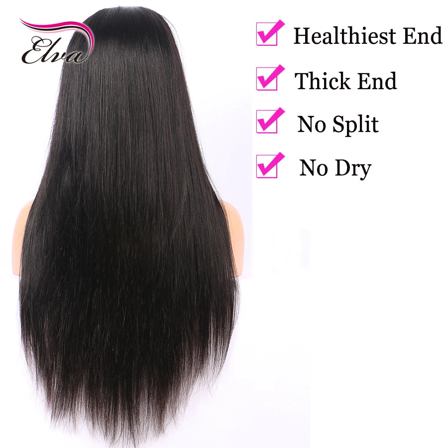 Elva Hair 250% Density 360 Lace Frontal Wigs Pre Plucked Natural Hairline Brazilian Remy Hair Straight Lace Wigs For Black Women2