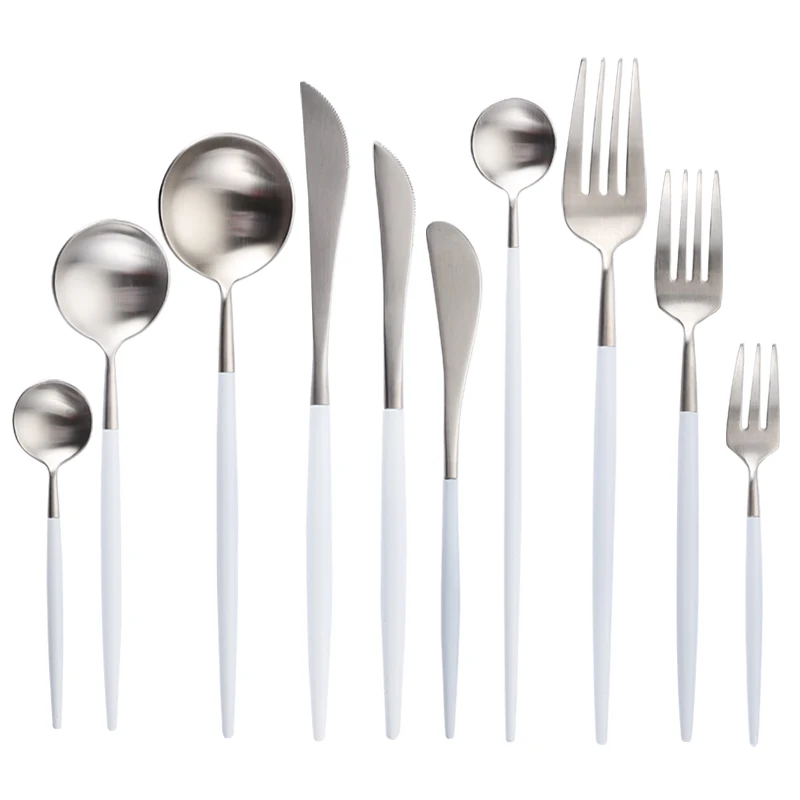 2019 New Steel Cutlery Set Portable Travel Dinneware Set 304 White Silver Fork Scoop Chopsticks Silverwar Set Forks Knives Spoon
2019 New Steel Cutlery Set Portable Travel Dinneware Set 304 White Silver Fork Scoop Chopsticks Silverwar Set Forks Knives Spoon