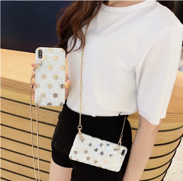 for iphone XS MAX Case cute heart wave point gilt shell grain Crossbody chain phone case bag for iphone X XR 6 6S 7 8 plus cover
for iphone XS MAX Case cute heart wave point gilt shell grain Crossbody chain phone case bag for iphone X XR 6 6S 7 8 plus cover