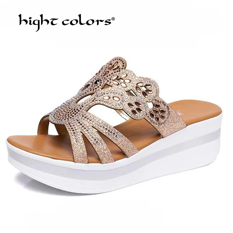 Summer Wedge Slippers Platform High Heels 4.5cm Women Slipper Ladies Outside Shoes Gold Wedge Slipper Flip Flop Slides P0-686
Summer Wedge Slippers Platform High Heels 4.5cm Women Slipper Ladies Outside Shoes Gold Wedge Slipper Flip Flop Slides P0-686