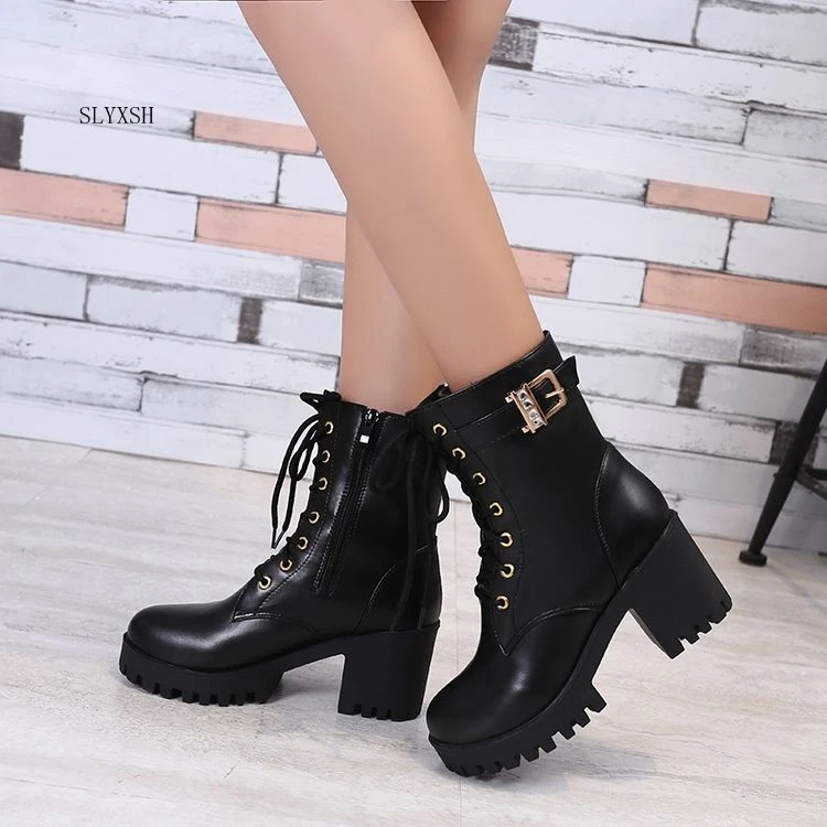 SLYXSH New Women Casual lace-up Motorcycle Ankle boots shoes pu Leather women Winter warm high heels snow boots
SLYXSH New Women Casual lace-up Motorcycle Ankle boots shoes pu Leather women Winter warm high heels snow boots