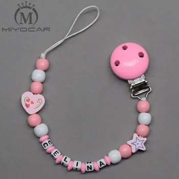 MIYOCAR custom -Any name pink heart and star wooden beads dummy clip holder pacifier clips soother chain teether clip
MIYOCAR custom -Any name pink heart and star wooden beads dummy clip holder pacifier clips soother chain teether clip