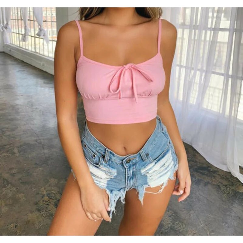 

Sexy Camisole 2019 Padded Tank Tops Women Summer Fitness Underwear Bralette Crop Clubwear Blue Pink