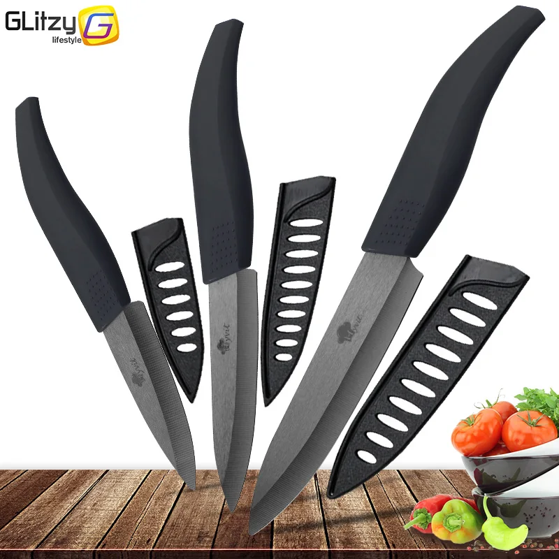 

6"inch 5" inch 4" inch 3" inch Ceramic Knife Zirconia Black Blade Anti-Slip Color Handle Fruit Vegetable Cooking Kitchen Knives