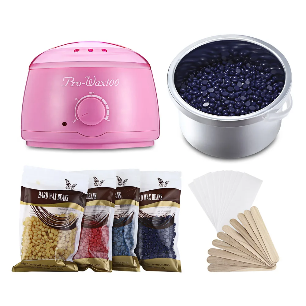 

Electric Wax Heater Set with Beans Hair Removal Papers Applicator Sticks Waxing Warmer Machine Kit Health Care Paraffin RWH012