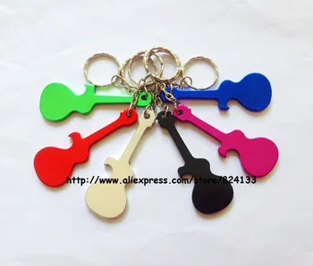 

100pcs(4-6colors) Personalized Guitar Design Beer/Can Opener Keychains,Keyring Opener,Aluminum Anodized Keychains,Free Shipping