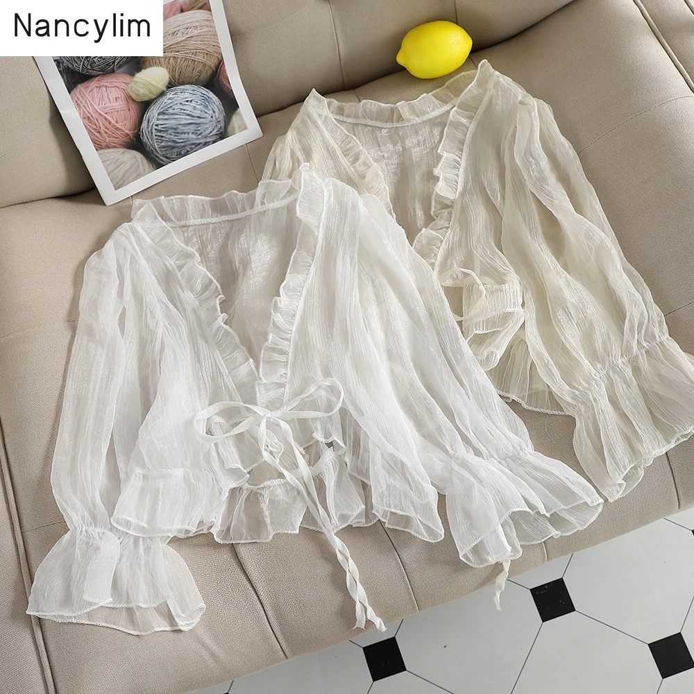 New Perspectives Loose Shawls Coat Woman Holiday Fairy Sunscreen Tops Ruffles V Neck Flare Sleeve All-match Shirt Tops Girls
New Perspectives Loose Shawls Coat Woman Holiday Fairy Sunscreen Tops Ruffles V Neck Flare Sleeve All-match Shirt Tops Girls