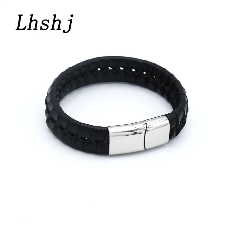 Classic Genuine Leather Braid Stainless Steel Magnetic Buckle bracelet Men Charm hollow Punk bangle Male Gifts
Classic Genuine Leather Braid Stainless Steel Magnetic Buckle bracelet Men Charm hollow Punk bangle Male Gifts