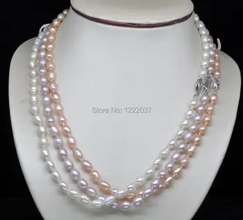 NEW Natural 3 Strand AAA+6-7mm Multi_Color pearl necklaces(White pink Purple) 17"
NEW Natural 3 Strand AAA+6-7mm Multi_Color pearl necklaces(White pink Purple) 17"