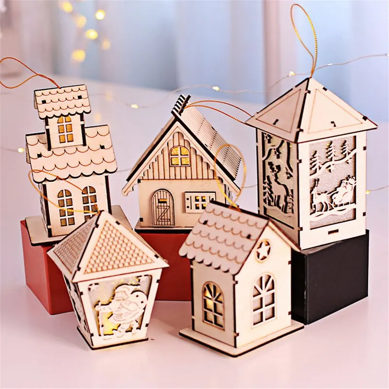 Wood House LED Light Luminous Desktop Table Wall Hanging Ornaments New Year Gifts Christmas Decorations for Home Navidad 
Wood House LED Light Luminous Desktop Table Wall Hanging Ornaments New Year Gifts Christmas Decorations for Home Navidad