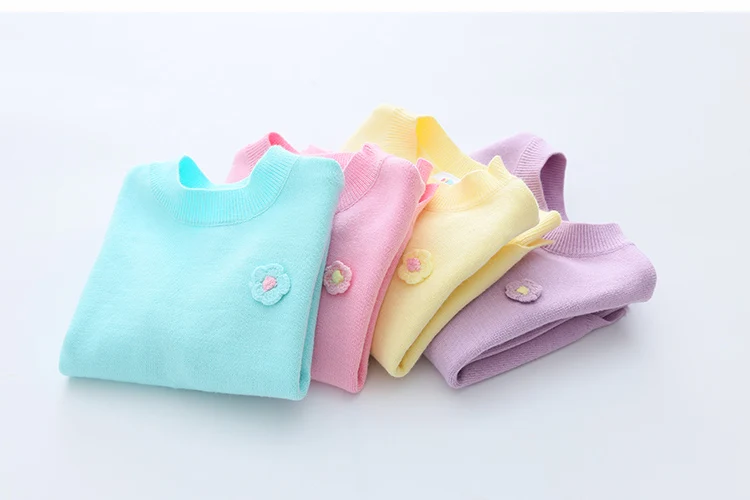 2018 Autumn Spring 2-10 Years Old Gift Children'S Clothing O-Neck Long Sleeve Candy Color Knitted Kids Baby Girls Sweater (20)
