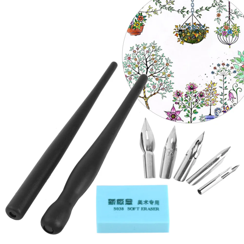 8Pcs Manga Cartoon Comic Drawing Painting Kit Tool (2 Pen Holders + 5 Nibs + 1 Eraser) Dip Pen Set DIY Painting Tool
8Pcs Manga Cartoon Comic Drawing Painting Kit Tool (2 Pen Holders + 5 Nibs + 1 Eraser) Dip Pen Set DIY Painting Tool