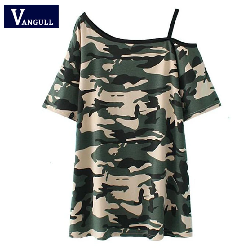Vangull Summer Casual Women's Clothing Print Long Camouflage Women T-shirts Short Sleeve O-Neck Loose Strapless shoulder Tees
Vangull Summer Casual Women's Clothing Print Long Camouflage Women T-shirts Short Sleeve O-Neck Loose Strapless shoulder Tees