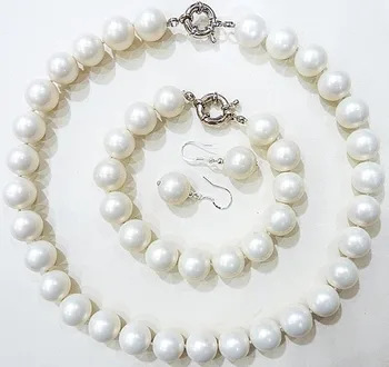 Arriver Shell Pearl 10mm Charming Round white Sea Shell Pearl Necklace Bracelet Earring Bead women Jewelry set 925 clasp
Arriver Shell Pearl 10mm Charming Round white Sea Shell Pearl Necklace Bracelet Earring Bead women Jewelry set 925 clasp